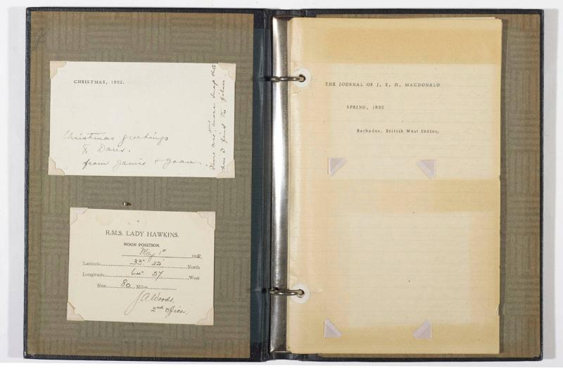 The Journal of J.E.H. MacDonald, Spring 1932, Barbados, British West Indies
2-ring fabric (?) …