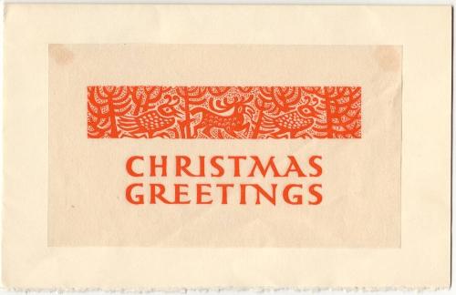Alistair Bell (1913 - 1997)
Christmas Greetings  c.1965
wood engraving on tissue paper, tippe…