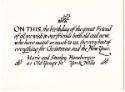 Thoreau MacDonald (1901 - 1989)
Christmas card (printed for Marie and Stanley Honsberger, York…