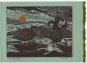 Claire Pratt (1921 - 1995)
Geese in the Moonlight  1961 (Christmas card)
wood engraving on gr…