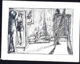 Untitled (woman before a mirror; artist at easel)