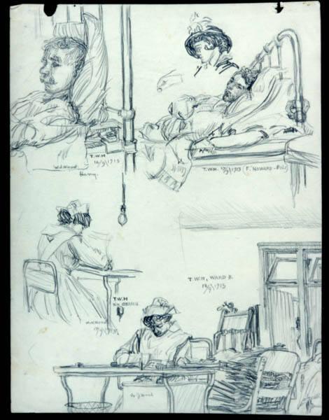 Untitled (page of hospital sketches)