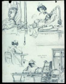 Untitled (page of hospital sketches)