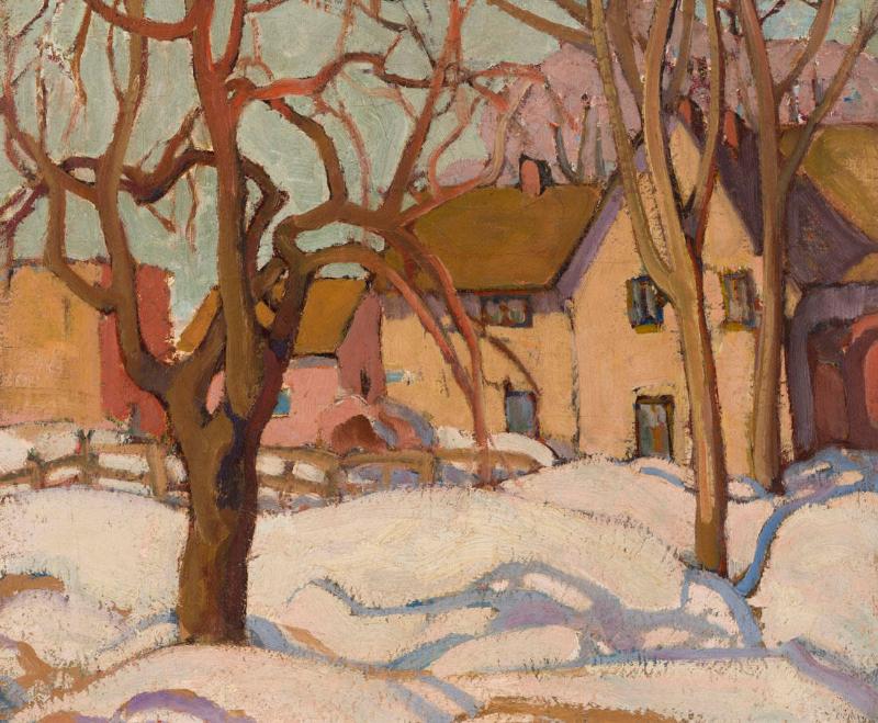 Farmhouse and Snow Shadows