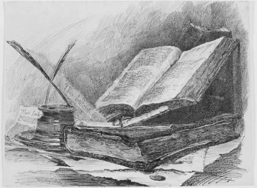 Still Life - Ink Stand and Books