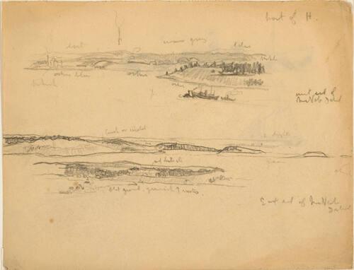 East and West Ends of McNab Island (Port of Halifax) (R); Halifax (navy vessel, ship with sails) (V)