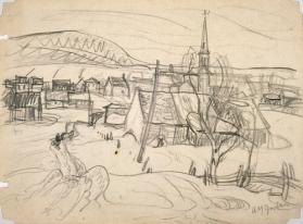 Untitled (church, village; winter) (R); Untitled (church, sawmill; winter) (V)